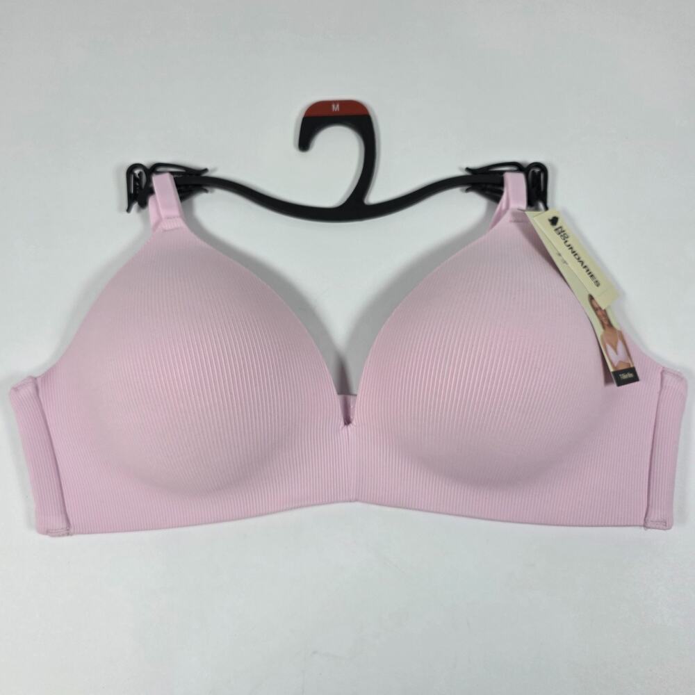 Women’s NoBo No Boundaries Pink Ribbed Bra Size M Wireless T-Shirt Bra